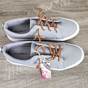 Tommy Bahama Women's Shoes 9,5 Gray Canvas Slip On Cushioned Sneakers Comfort